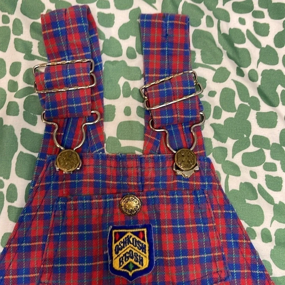 OshKosh B’Gosh Vintage Plaid Shortalls Overalls